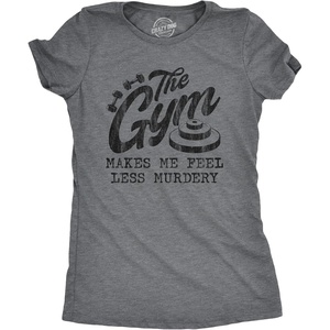 Funny Womens T-Shirts Sarcastic Tees for Cool Ladies with Sass(Dark Heather Grey – Gym Murdery)