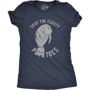 Funny Womens T-Shirts Sarcastic Tees for Cool Ladies with Sass(Heather Navy – Floaty Potatoes)