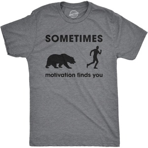 Mens T Shirts Funny Sarcastic Humor Adult Joke Tees for Guys(Dark Heather Grey – Motivation Bear)