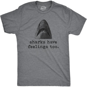 Mens T Shirts Funny Sarcastic Humor Adult Joke Tees for Guys(Dark Heather Grey – Shark Feelings)