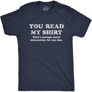 Mens T Shirts Funny Sarcastic Humor Adult Joke Tees for Guys(Heather Navy – Read Shirt)