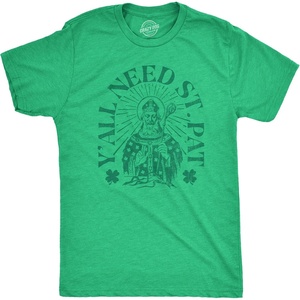 Saint Patricks Day Partying Parade Graphic Funny T Shirts for Men(Heather Green – Yall Need Saint Pats)