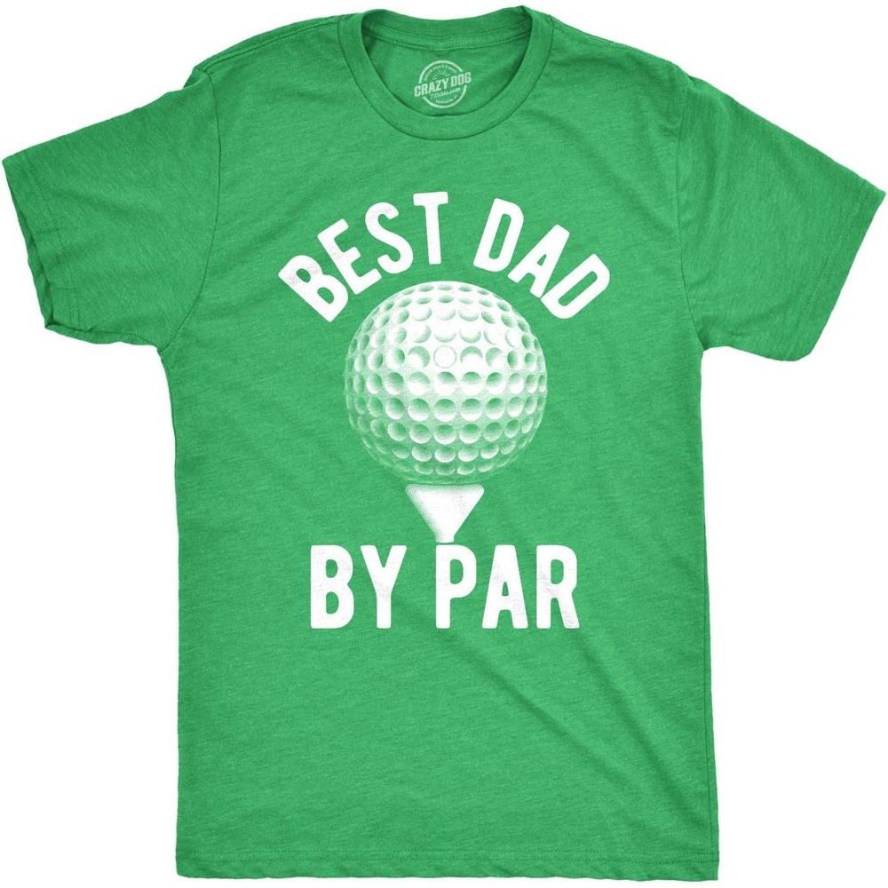 image:imageMens Best Dad By Par T Shirt Funny Fathers Day Golf TeeHeather Green Dad By Par
