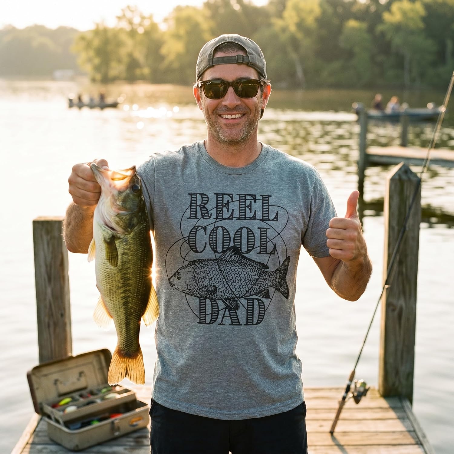 image:imageMens Funny Dad and Grandpa Fishing T ShirtsDark Heather Grey Reel Cool Dad