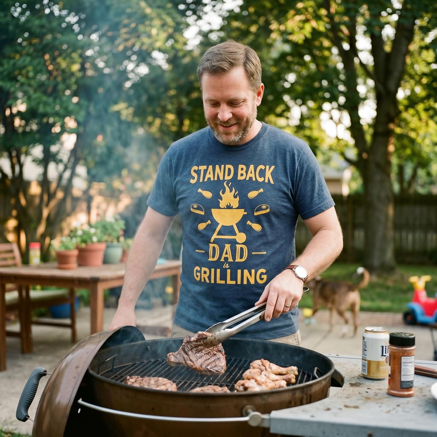 image:imageMens Funny Dad and Grandpa Fishing T ShirtsHeather Navy Dad Grilling