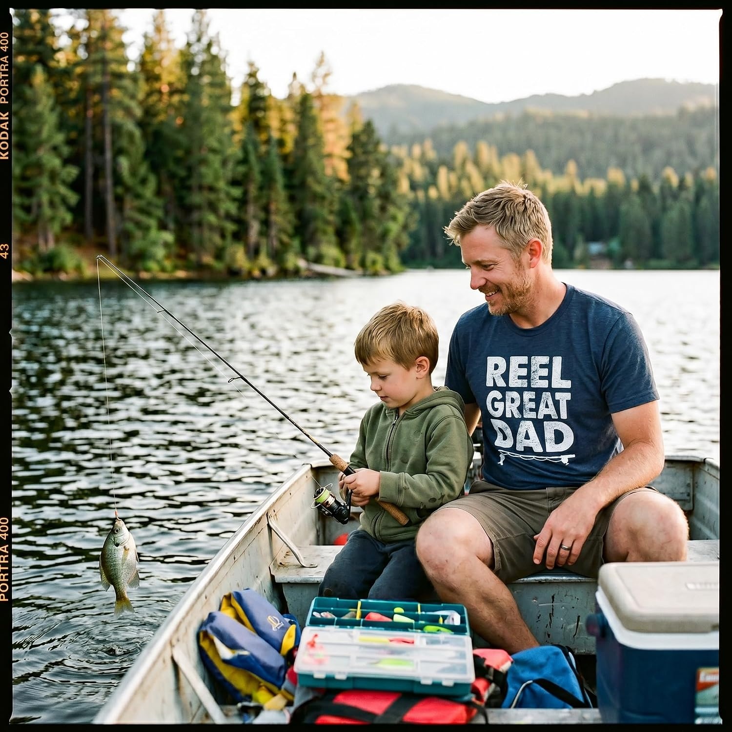 image:imageMens Funny Dad and Grandpa Fishing T ShirtsHeather Navy Reel Great Dad