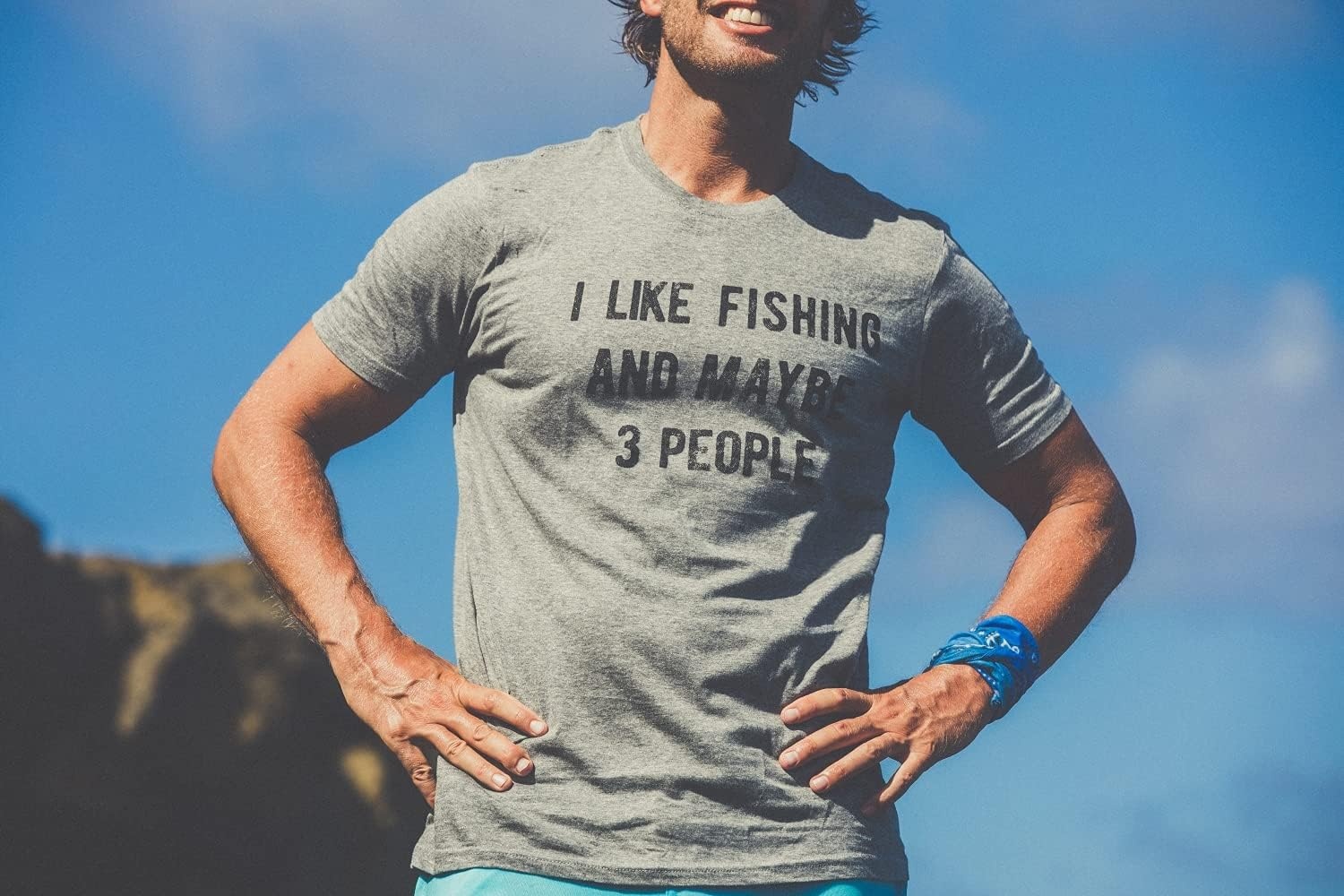 image:imageMens I Like Fishing and Maybe 3 People Funny Hunting Dad T ShirtHeather Navy
