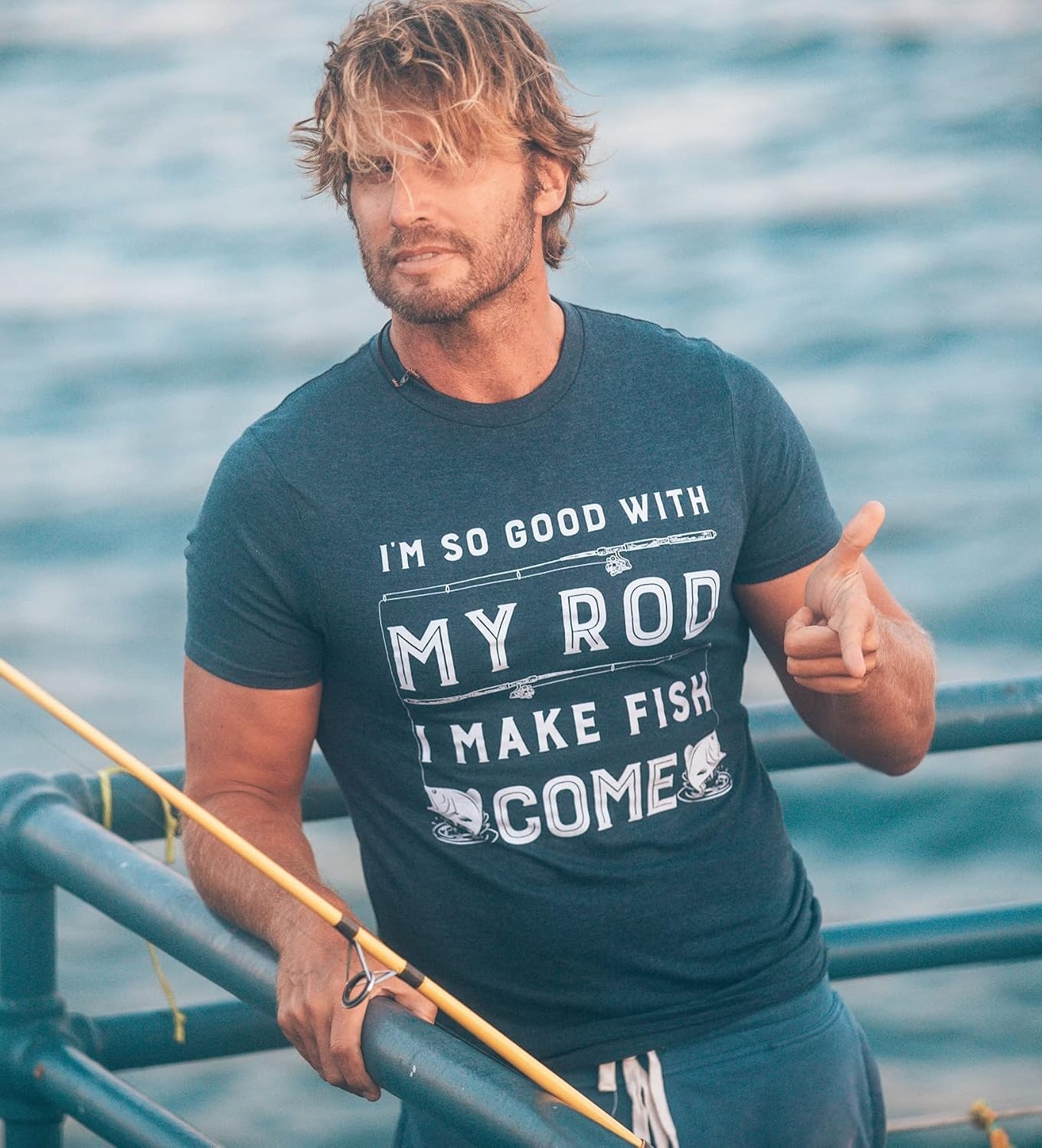 image:imageMens Im So Good with My Rod I Make Fish Come T ShirtHeather Navy