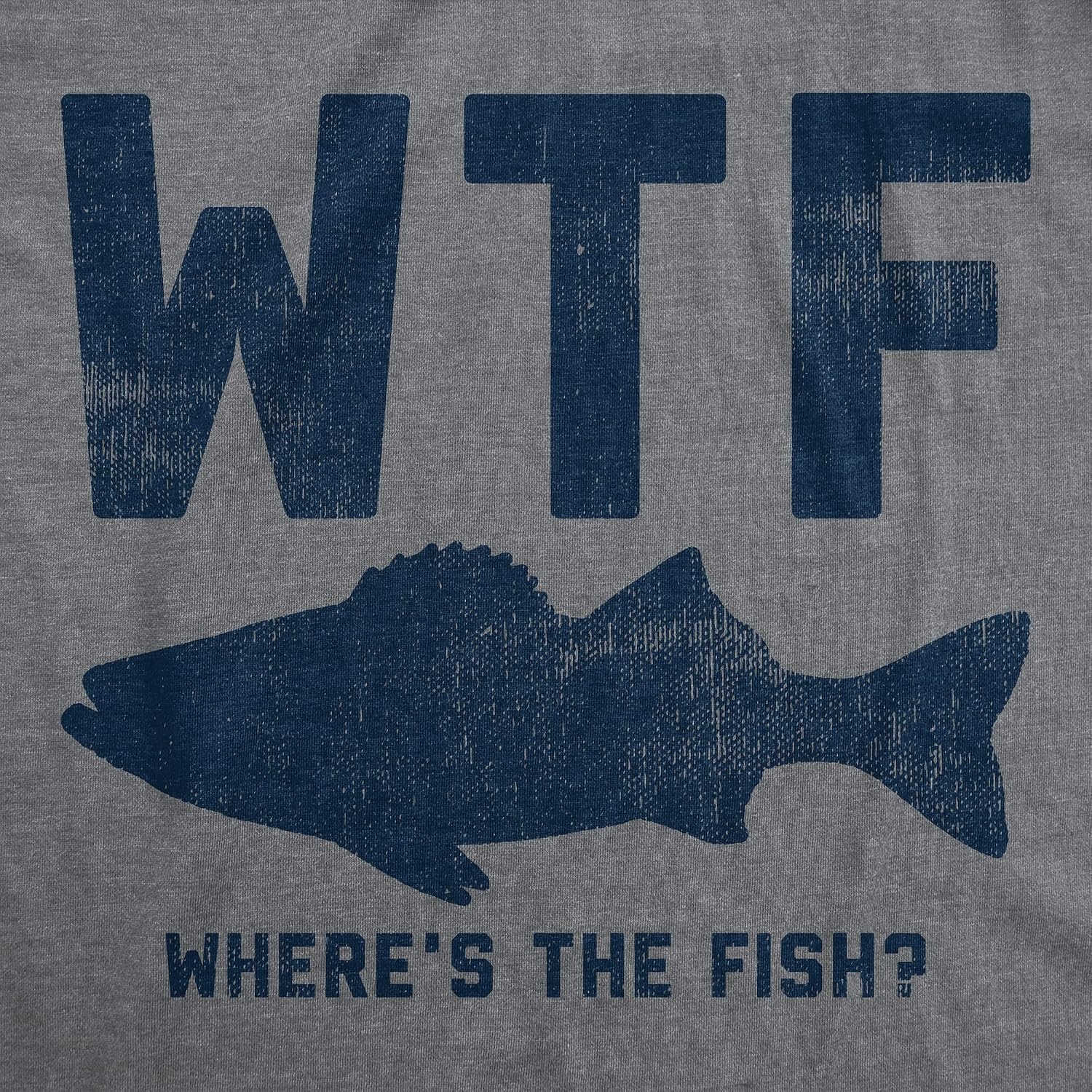 image:imageMens Size Matters Funny Fishing Novelty Sarcastic Tee Guys GiftDark Heather Grey Wtf