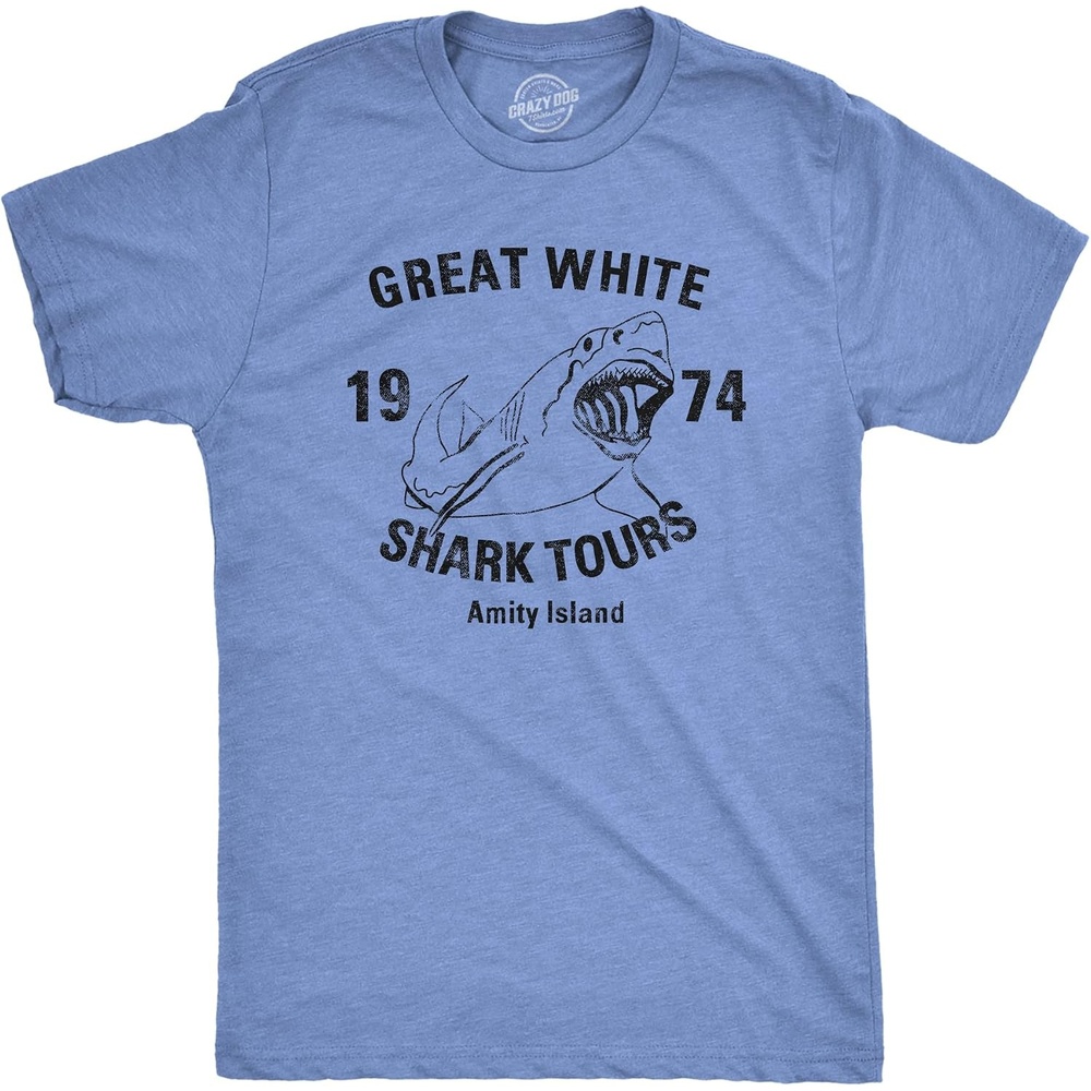 image:imageFunny Shark Shirt for Men Great White Shark Tours Graphic TeeHeather Light Blue