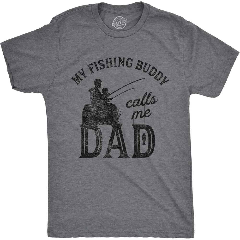 image:imageMens Funny Dad and Grandpa Fishing T ShirtsDark Heather Grey Calls Me Dad