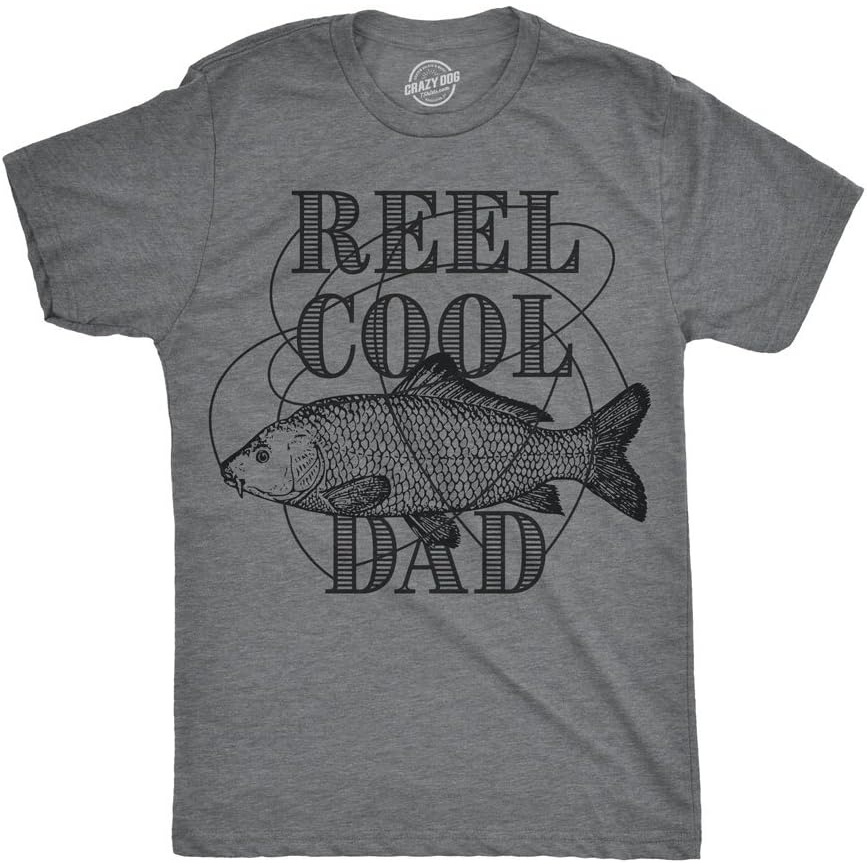 image:imageMens Funny Dad and Grandpa Fishing T ShirtsDark Heather Grey Reel Cool Dad