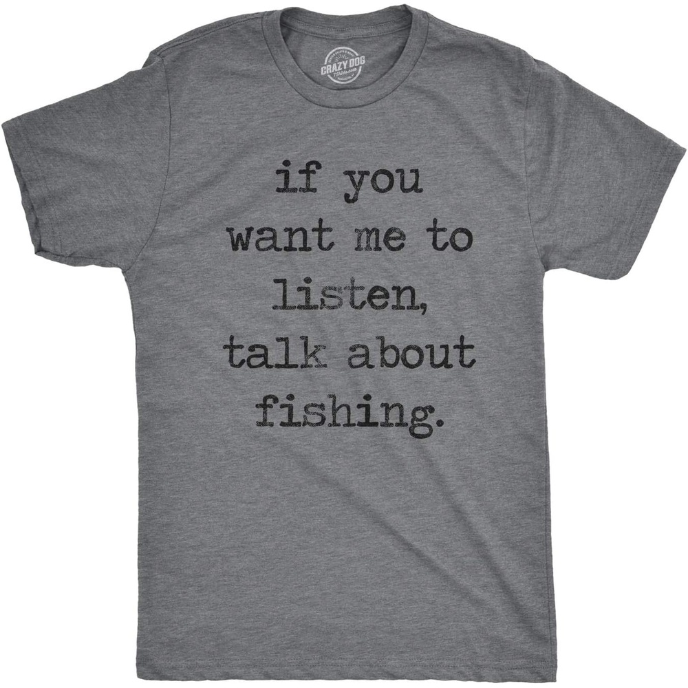 image:imageMens Size Matters Funny Fishing Novelty Sarcastic Tee Guys GiftDark Heather Grey Listen