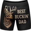 Funny Fishing and Hunting Boxers for Men Sarcastic Briefs for Guys(Bucking Dad)