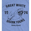 Funny Shark Shirt for Men, Great White Shark Tours Graphic Tee(Heather Light Blue)