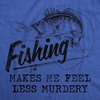 Mens Fishing Makes Me Feel Less Murdery T Shirt Funny Fisherman Graphic Tee(Heather Royal)