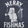 Merry Fishmas Christmas Fishing Santa Funny T Shirts for Men(Heather Navy)