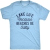 Lake Life Because Beaches Be Salty Funny Fresh Mens T-Shirts(Light Heather Blue – Lake)