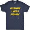 Mens Wishin I was Fishin T Shirt Funny Fishing Lovers Hook Line Tee(Heather Navy – Fishin)