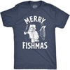 image:imageMerry Fishmas Christmas Fishing Santa Funny T Shirts for MenHeather Navy