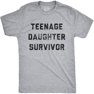 Cool Dad Shirts Funny Father’s Day Sarcastic Tees for Rad Fathers(Light Heather Grey – Teenage Daughter Survivor)