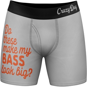 Funny Fishing and Hunting Boxers for Men Sarcastic Briefs for Guys(Big Bass)