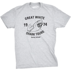 Funny Shark Shirt for Men, Great White Shark Tours Graphic Tee(Light Heather Grey)