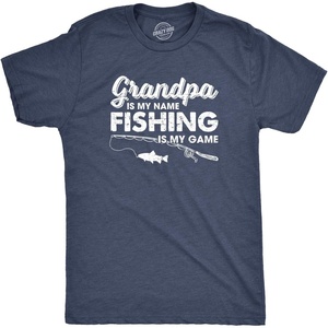 Mens Funny Dad and Grandpa Fishing T Shirts(Heather Navy – Grandpa is My Name)