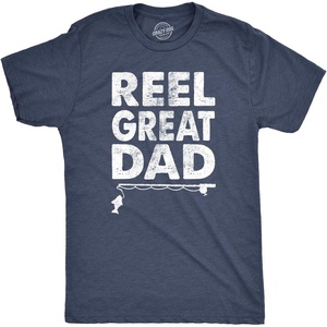 Mens Funny Dad and Grandpa Fishing T Shirts(Heather Navy – Reel Great Dad)