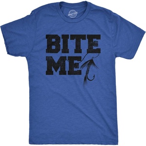 Mens Size Matters Funny Fishing Novelty Sarcastic Tee Guys Gift(Heather Royal – Bite Me)