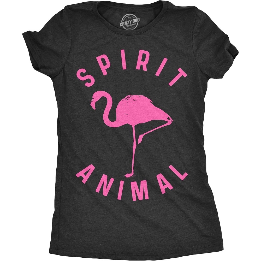 image:imageAnimal Cute and Nature Funny Sarcastic Graphic T Shirt for WomenHeather Black Flamingo Spirit