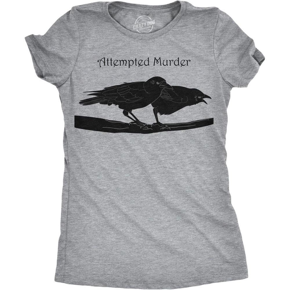 image:imageAnimal Cute and Nature Funny Sarcastic Graphic T Shirt for WomenLight Heather Grey Attempted Murder