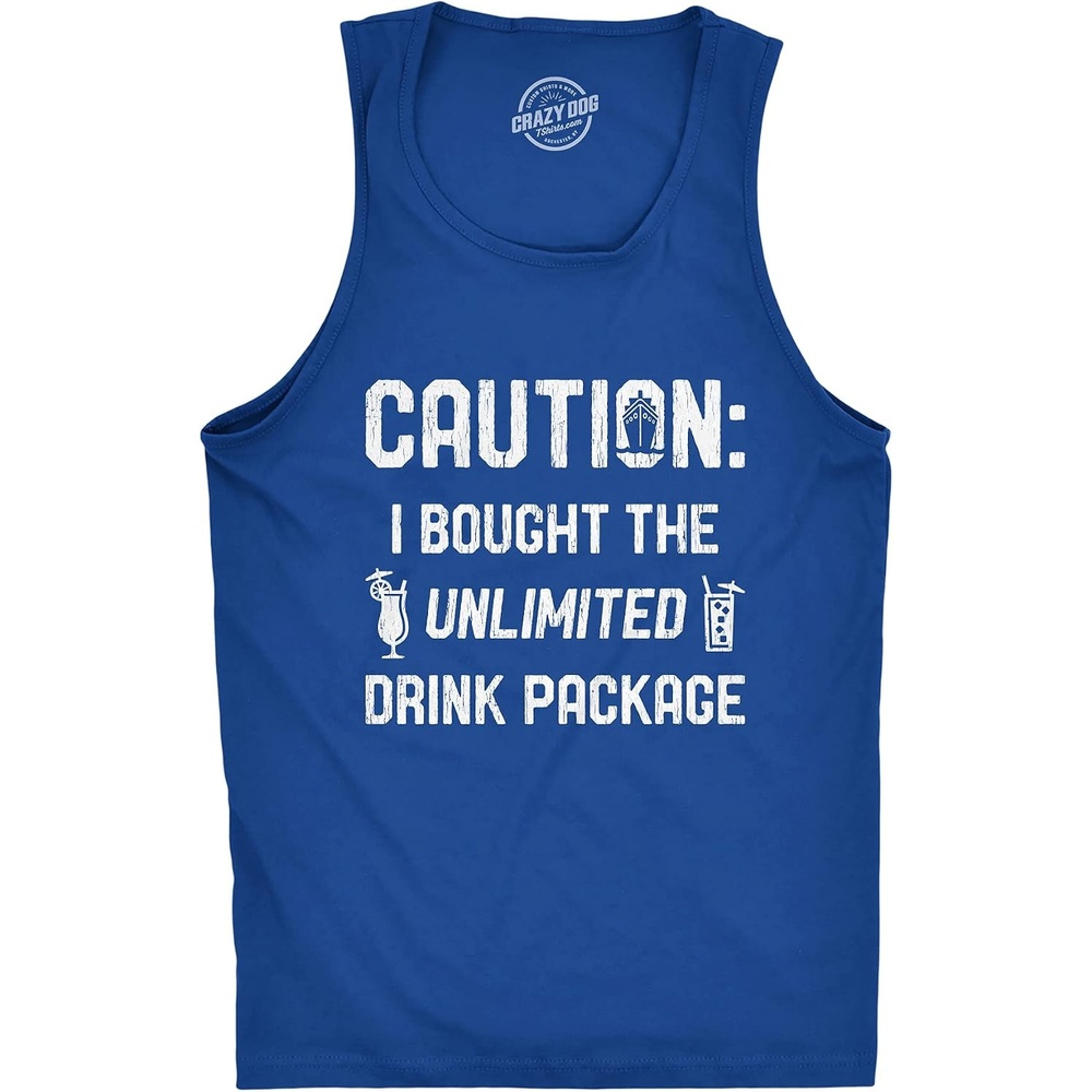 image:imageCrazy Dog TShirts Cruise Tank Top for Men Drink Package Graphic TankRoyal