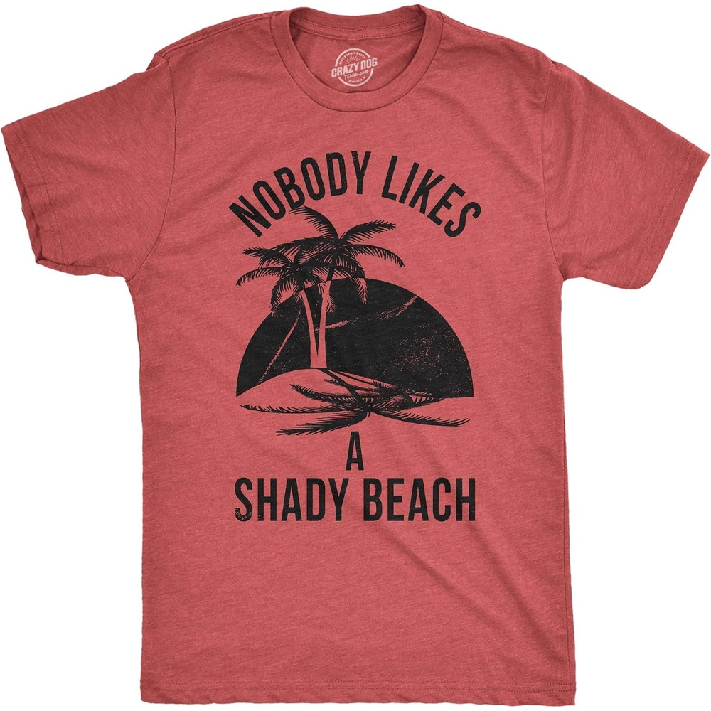 image:imageMens Shady Beach Funny Vacation T Shirt with Sarcastic HumorHeather Red