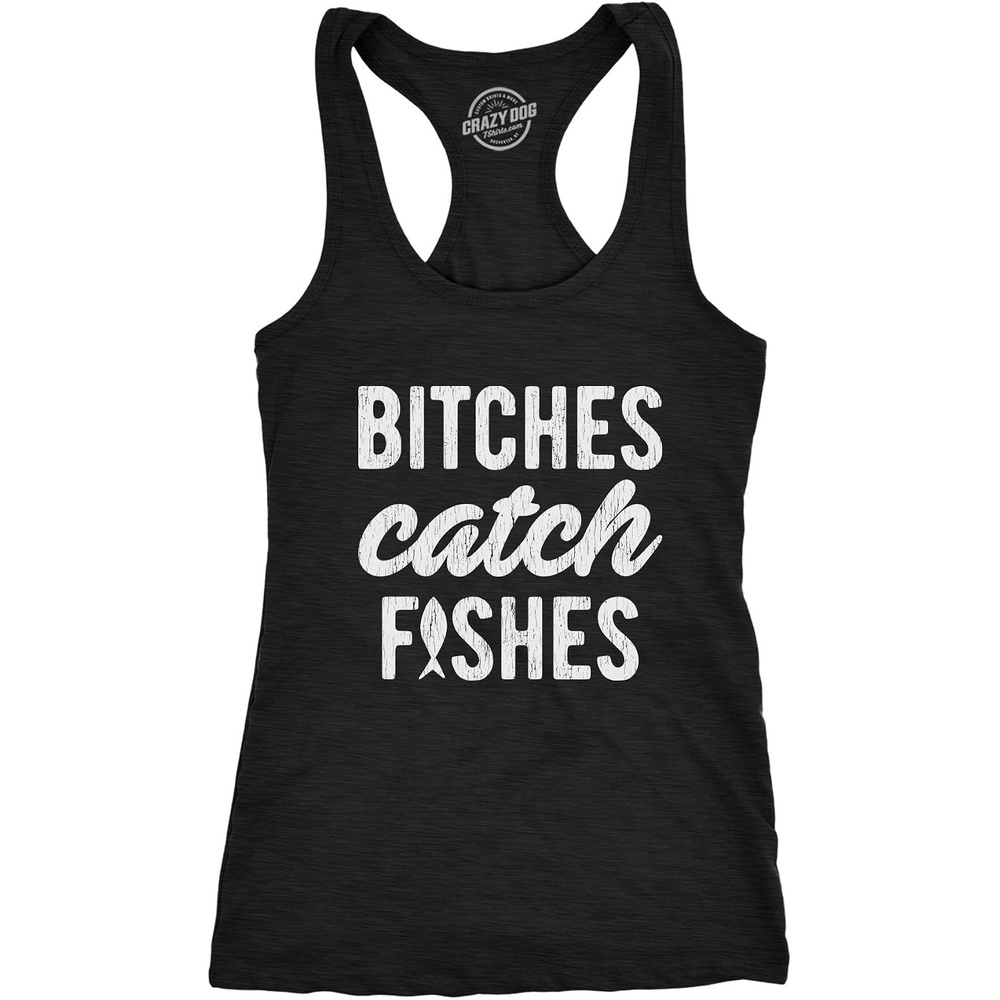 image:imageWomens Bitches Catch Fishes Tanktop Funny Cute Fishing Tank topHeather Black