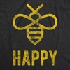 Animal Cute and Nature Funny Sarcastic Graphic T Shirt for Women(Heather Black – Bee Happy)