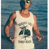 Mens Shady Beach Funny Cool Tees Sleeveless Gym Workout Fitness Tanktop(White)