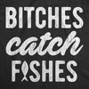 Womens Bitches Catch Fishes Tanktop Funny Cute Fishing Tank top(Heather Black)