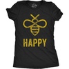 Animal Cute and Nature Funny Sarcastic Graphic T Shirt for Women(Heather Black – Bee Happy)