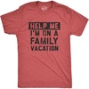 Help Me Im On Family Vacation Holiday Traveling Mens T Shirts(Heather Red – Vacation)
