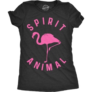 Animal Cute and Nature Funny Sarcastic Graphic T Shirt for Women(Heather Black – Flamingo Spirit)