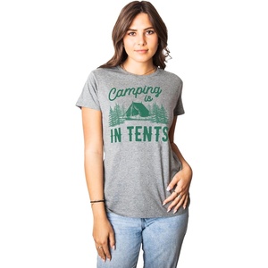 Animal Cute and Nature Funny Sarcastic Graphic T Shirt for Women(Light Heather Grey – in Tents)