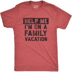 Help Me Im On Family Vacation Holiday Traveling Mens T Shirts(Heather Red – Vacation)