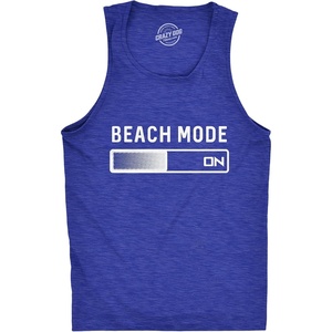 Mens Beach Mode Fitness Tank Funny Vacation Holiday Travel Summer Tanktop(Heather Royal)