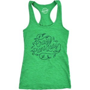 Womens Tank Crazy Plant Lady TanktopFunny Gardening Shirt(Heather Green)