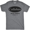 Mens Callahan Auto Parts T Shirt Funny Graphic Novelty Tee(Dark Heather Grey)