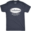 Mens Callahan Auto Parts T Shirt Funny Graphic Novelty Tee(Heather Navy)