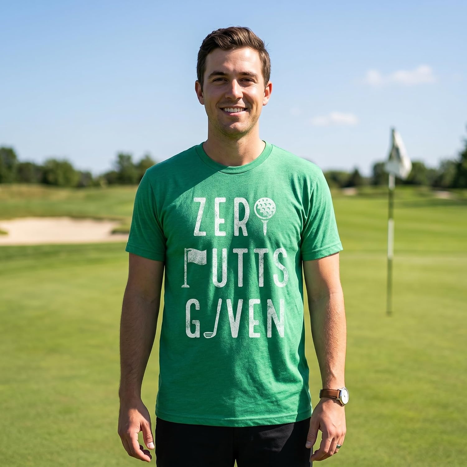 image:imageGolfing with Sarcastic Sayings Golf Funny Hilarious Mens T ShirtsHeather Green Zero Putts