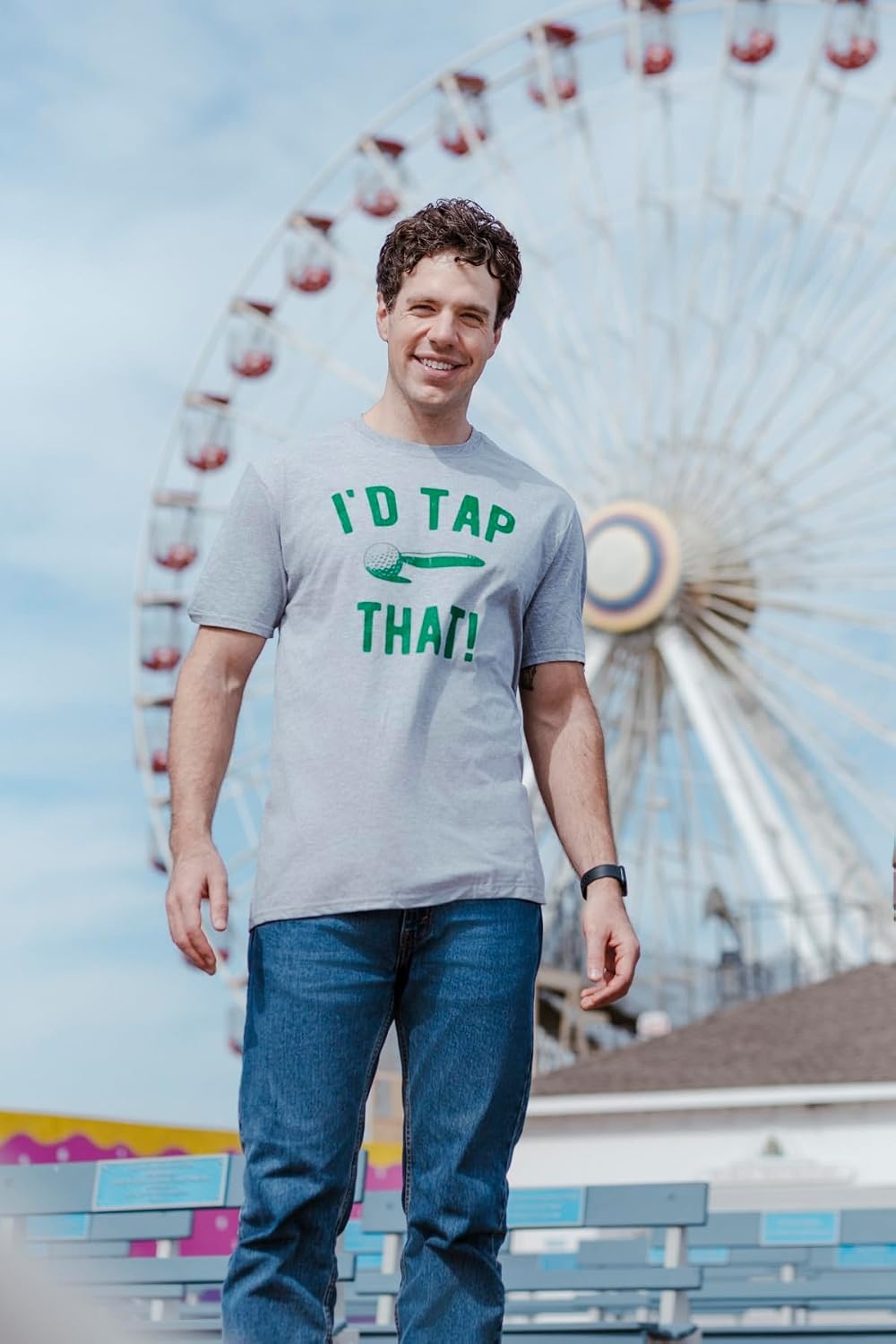 image:imageGolfing with Sarcastic Sayings Golf Funny Hilarious Mens T ShirtsLight Heather Grey Tap That