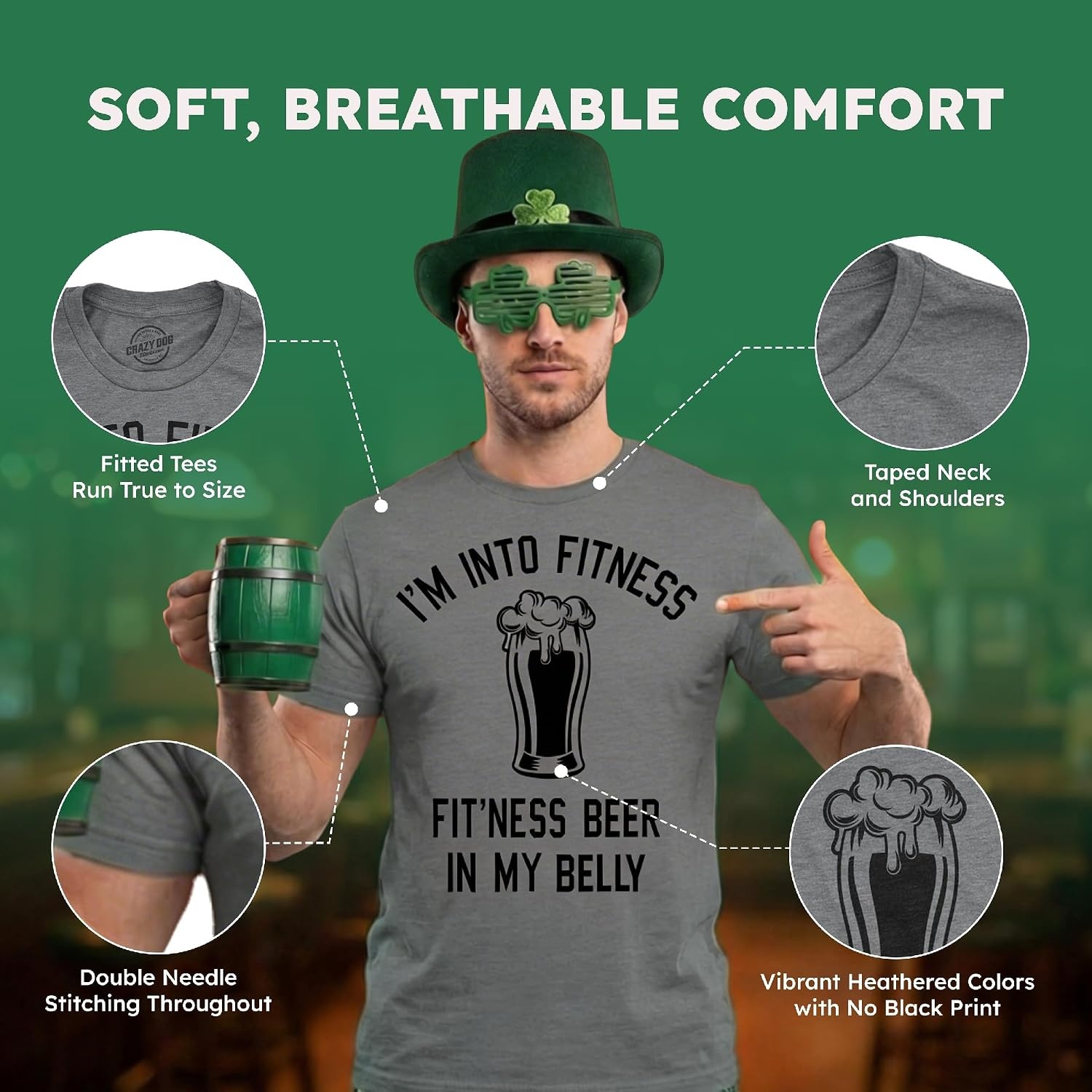 image:imageIm Into Fitness Fitting This Beer in My Belly T Shirts for MenDark Heather Grey